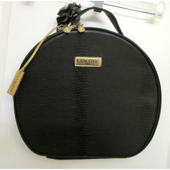 Lancome Paris Make-Up Bag Travel Case Cosmetic Round Zippered Zip Around Handle - Picture 1 of 14